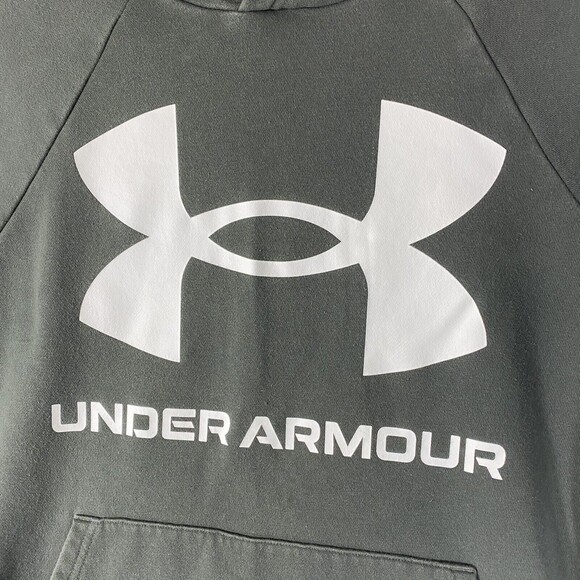 Under Armour Sweatshirt Women's S Green Gray ColdGear Pullover Hoodie Spellout - Picture 6 of 15